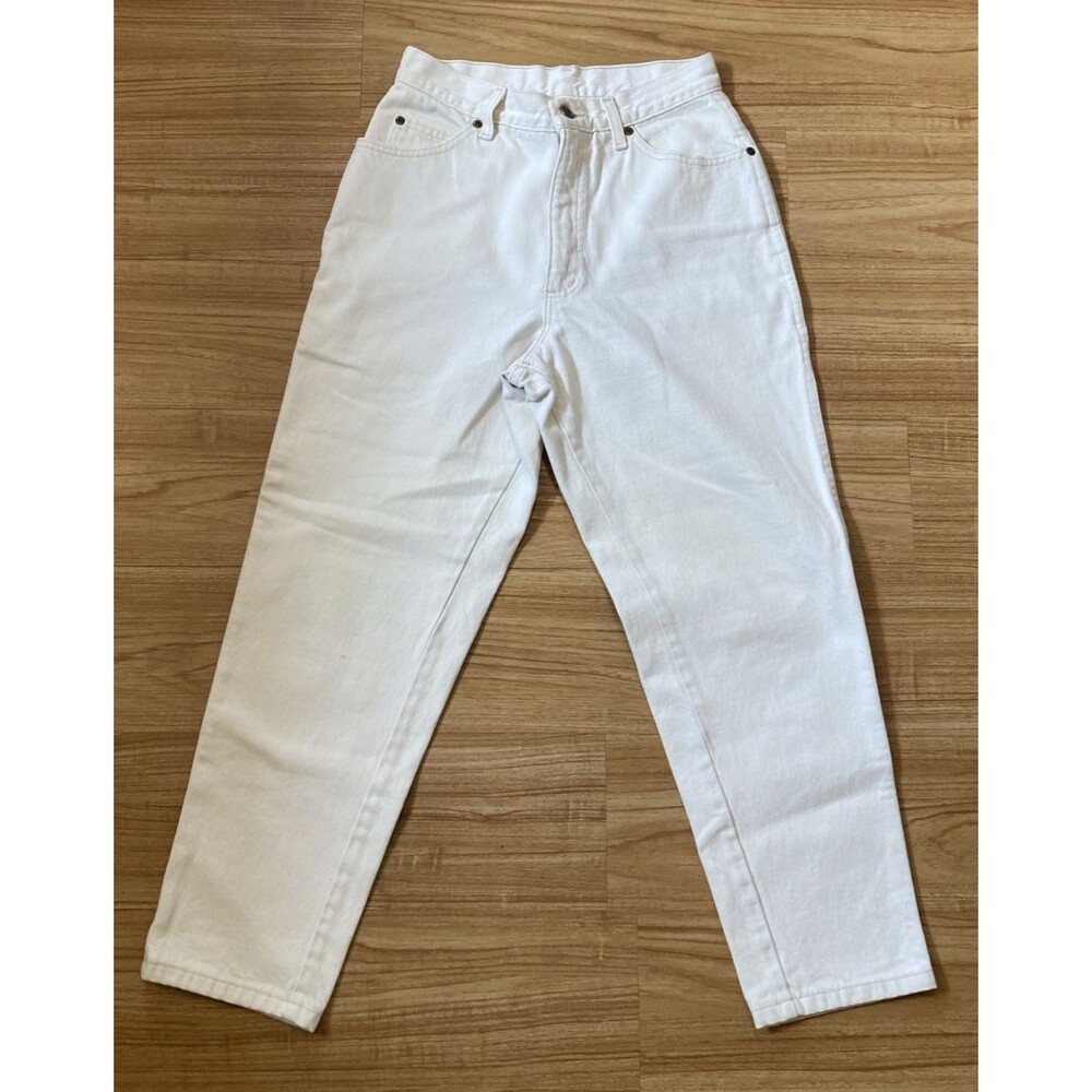 Lands End Womens 6P White High Rise Tapered Leg Mom Jeans Made in USA 1997 Y2K